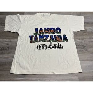 Vintage Jambo Tanzania Souvenir T-Shirt Tribe Savannah Size XL Boxy
